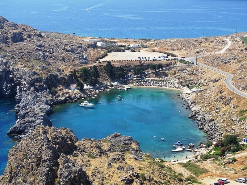 St-Pauls's bay from above-Lindos Rhodes