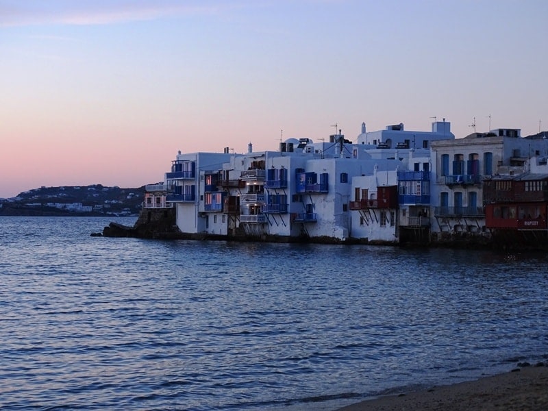 Sunset in Little Venice Mykonos - what to do in mykonos greece