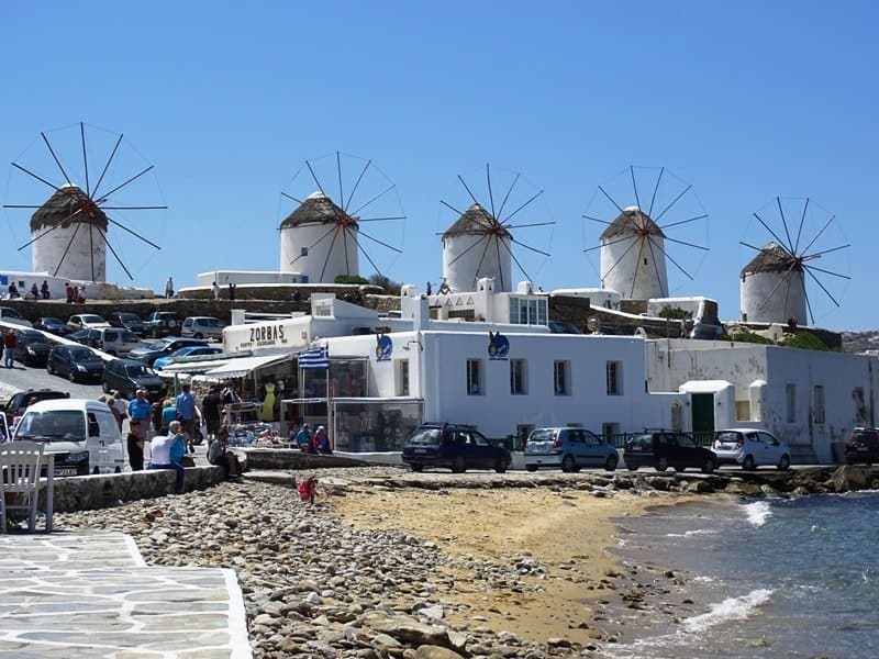 The lower windmills in Mykonos town