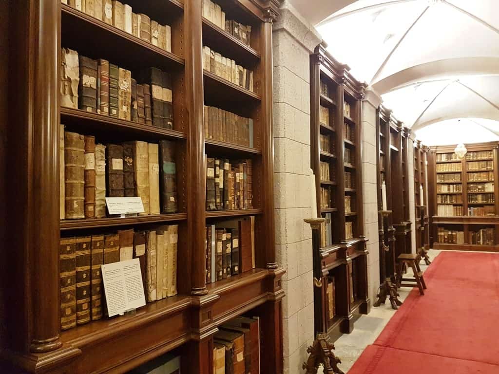 inside the library at the Monastery of Saint John