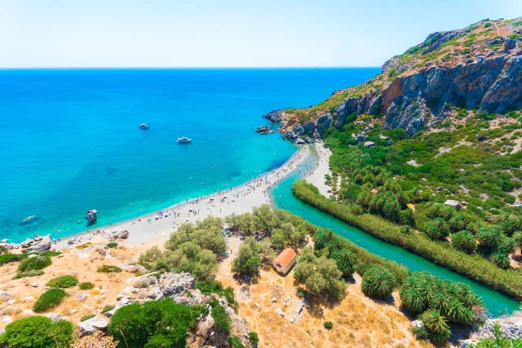 Panorama of Preveli beach - things to do in Crete