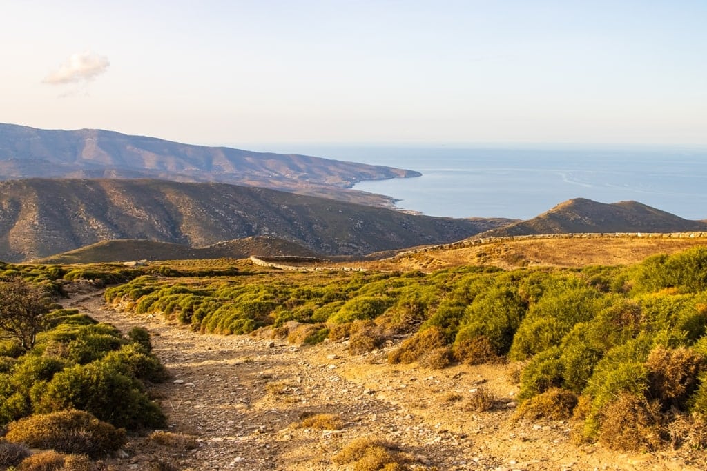 Hiking trail in Andros island Greece - best greek islands for hiking