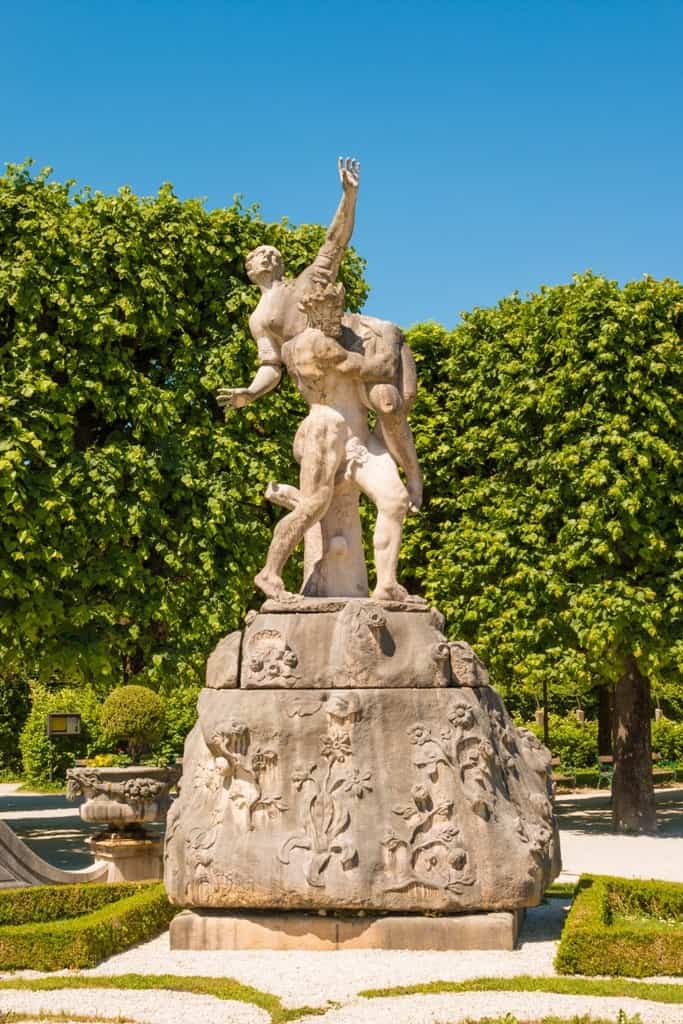 Sculpture of Hades abducting Persephone in Marabellgarten (Mirabell Gardens), Salzburg,