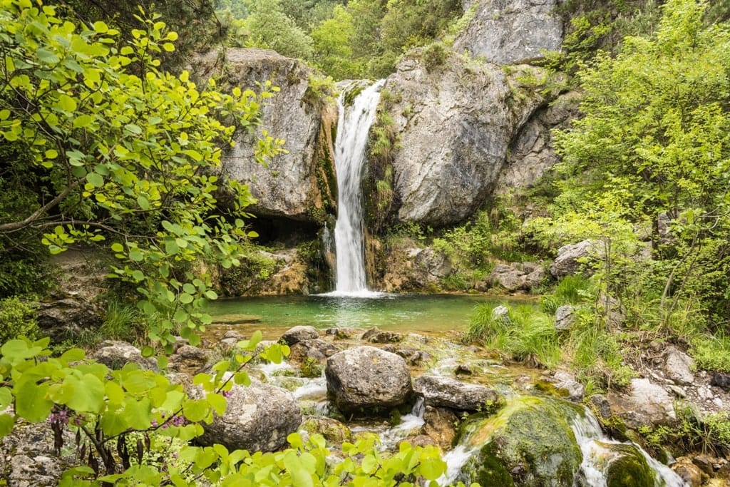 Orlias forest waterfalls in Greece