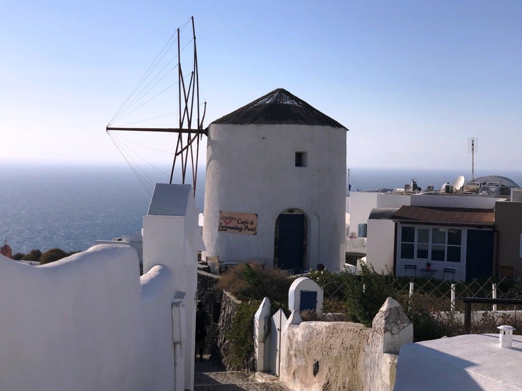 windmill in Oia Santorini
