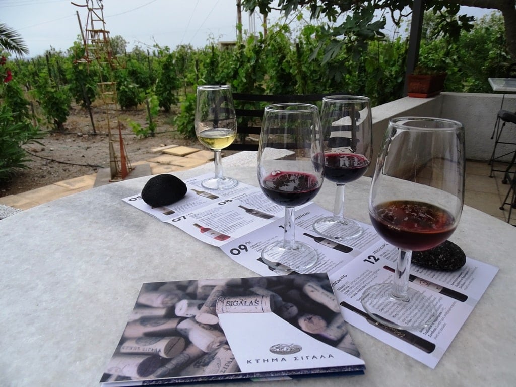 wine tasting in Sigalas Domaine in Santorini