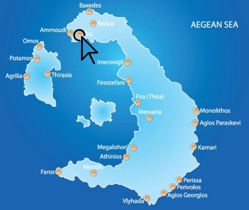 where is Oia, Santorini map