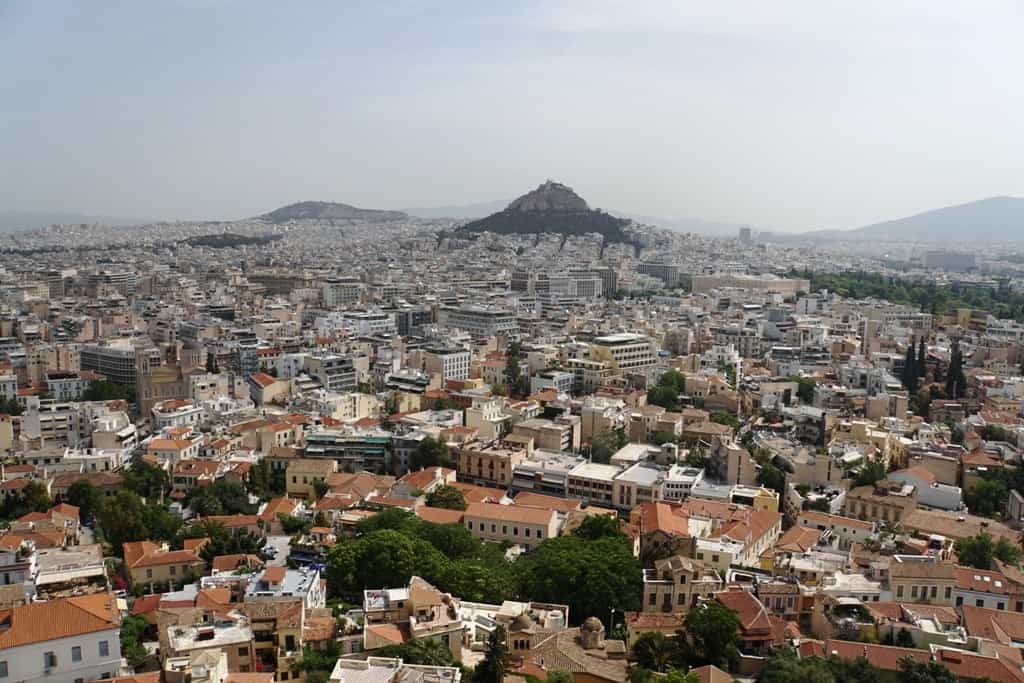 The city of Athens and Lycabettis Hill as seen from the Acropolis