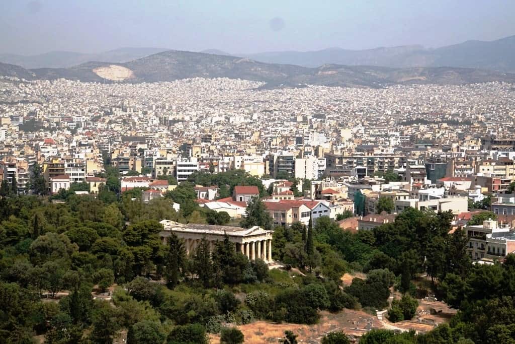 view of Temple of Hephaestus from Areopagus Hill