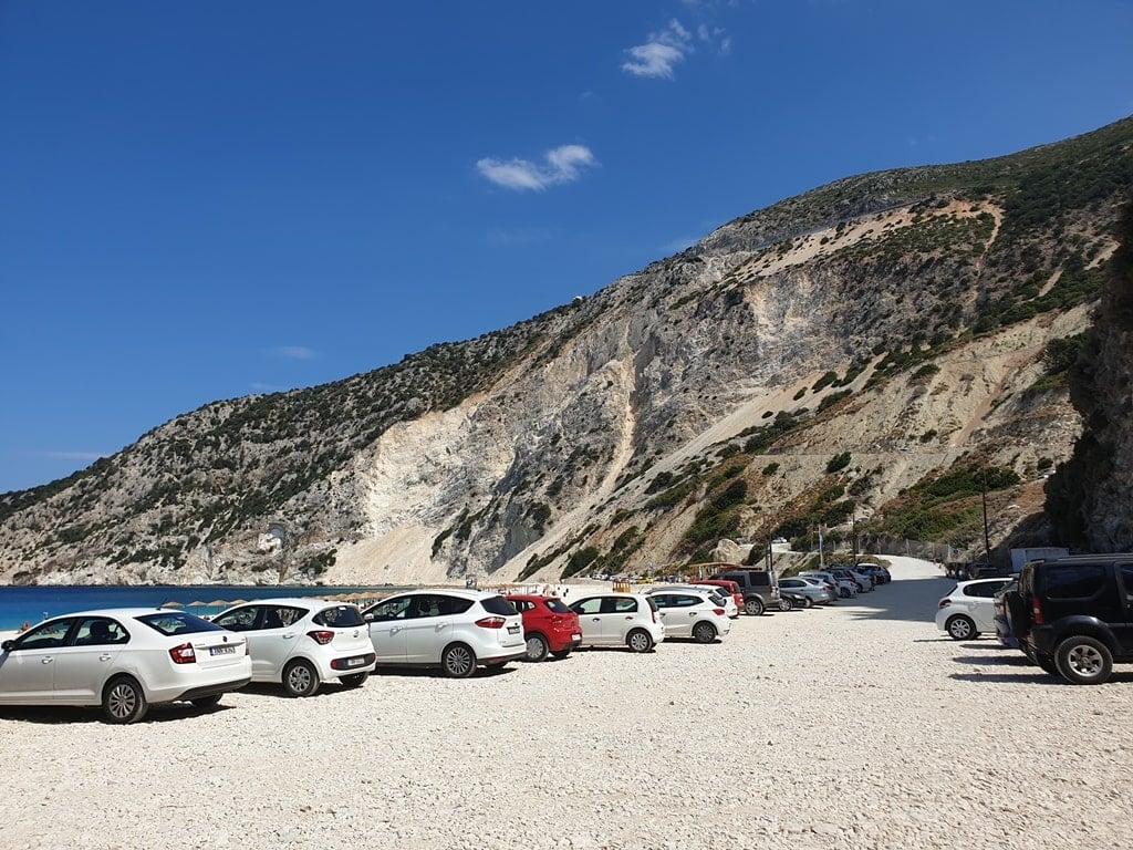 parking at Myrtos beach