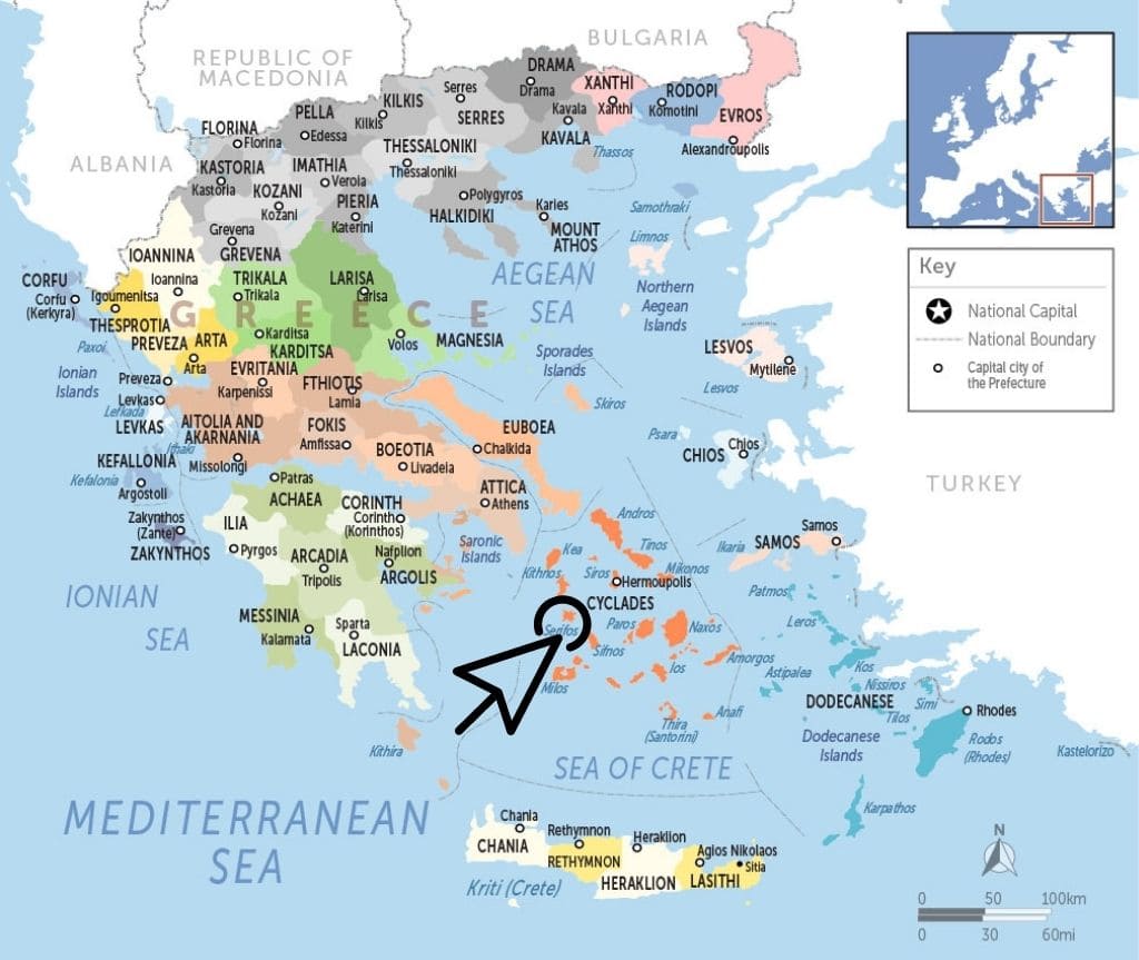 where is Serifos map