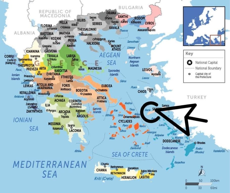 where is Ikaria map