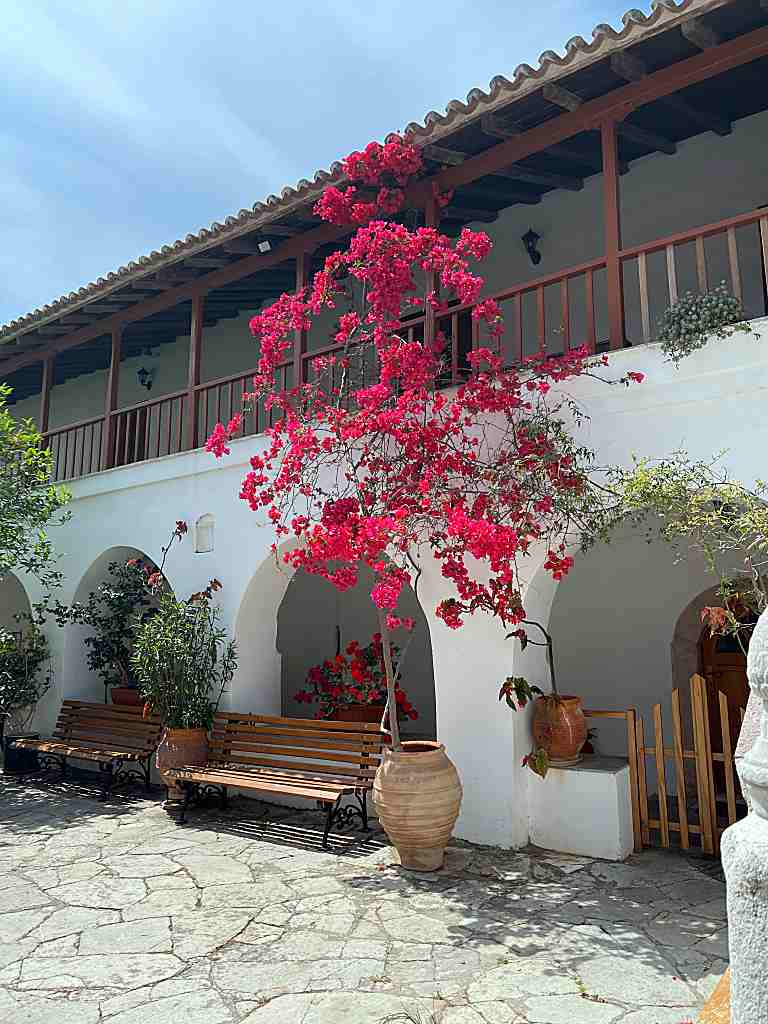 Yard of Monastery Zoodochos Pigi - A Guide to Poros Island, Greece